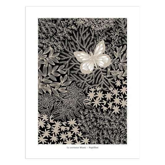 "Papillon" Black Poster La Cerisier Blanc