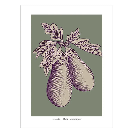 "Aubergines" Green Poster