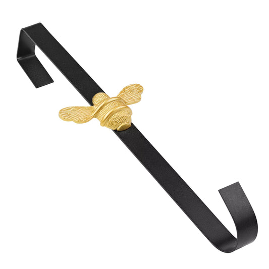 Brass Bee Wreath Hanger in Black with Gold Bee Finish