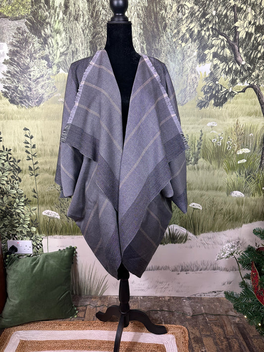 Elegant Loom Woven Shawl From Belgium - Black, Grey, White
