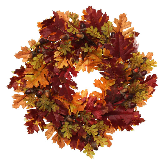 Fall Oak Leaf Wreath for Front Door 22" Faux